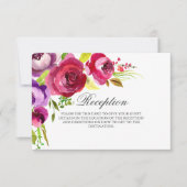 Fuchsia Pink Floral Garden Wedding Reception Kaart (Voorkant)
