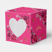 Fuchsia Pink Floral Gold Quinceanera 15 16 XV Mini Bedankdoosjes (Voorkant Zijde)