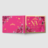 Fuchsia Pink Floral Quinceañera Quince 15 XV Gold Gastenboek (Volledig)