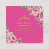 Fuchsia Pink Floral Quinceanera Sweet 16 RSVP QR Informatiekaartje (Achterkant)