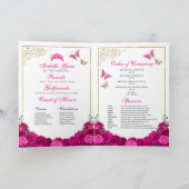 Fuchsia Pink Floral Quinceanera Tiara Butterflies Programma (Binnen)