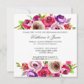 Fuchsia Pink Floral Romantic Rehearsal Dinner Kaart (Voorkant)