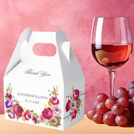 Fuchsia Pink Floral Romantic Roos Garden Weddensch Bedankdoosjes