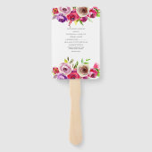 Fuchsia Pink Floral Romantic Roos Garden Weddensch Handwaaier (Achterkant)