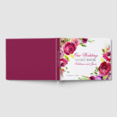 Fuchsia Pink Floral Roos Romantic Garden Weddensch Gastenboek (Volledig)