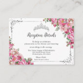 Fuchsia Pink Floral Sweet 16 Quinceañera Reception Informatiekaartje (Voorkant)