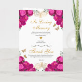 Fuchsia Pink Floral Tiara Quinceanera Programme (Achterkant)