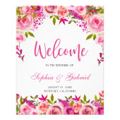 Fuchsia Pink Floral Wedding Welcome Poster (Voorkant)
