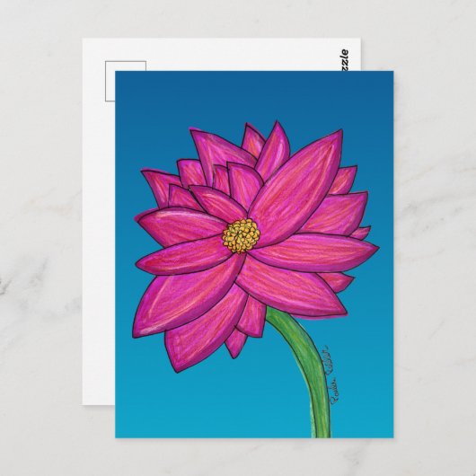 Fuchsia Pink Flower with blue background Briefkaart (Voorkant / Achterkant)