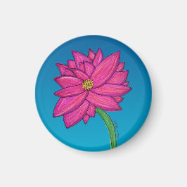 Fuchsia Pink Flower with blue background Magneet