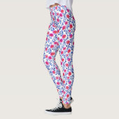 Fuchsia Pink Flowers Watercolor Floral Stylish Leggings (Links)