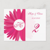 Fuchsia Pink Gerber Daisy Table Number Kaarten (Achterkant)