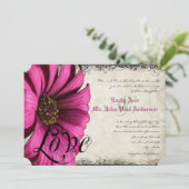 Fuchsia Pink Gerber Daisy Wedding Kaart (Staand voorkant)