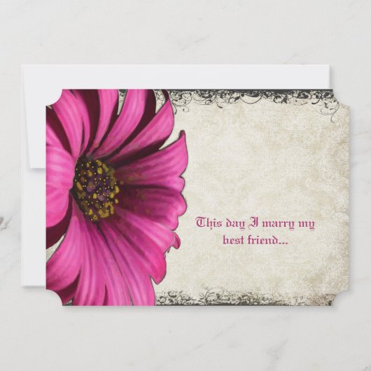 Fuchsia Pink Gerber Daisy Wedding Kaart (Achterkant)