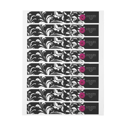 Fuchsia Pink Gerbera Daisy Black/White Swirl Girly (Vel)