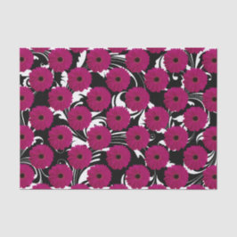 Fuchsia Pink Gerbera Daisy Black/White Swirl Girly Tissuepapier
