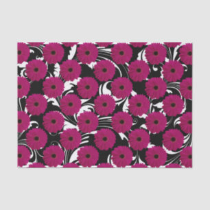 Fuchsia Pink Gerbera Daisy Black/White Swirl Girly Tissuepapier
