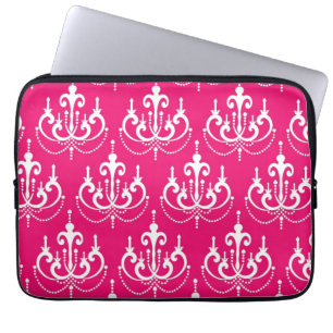 FUCHSIA PINK GIRLY CHANDELIER PATTERN LAPTOP SLEEVE