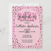 Fuchsia Pink Glitter Confetti Border Afstuderen Kaart (Voorkant)