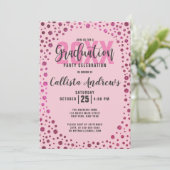 Fuchsia Pink Glitter Confetti Border Afstuderen Kaart (Staand voorkant)