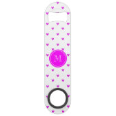 Fuchsia Pink Glitter Hearts met Monogram Speed Flessenopener (Achterkant)