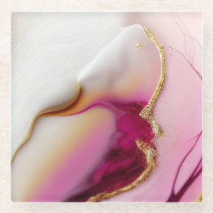 Fuchsia Pink Gold Infusie Glazen Onderzetter