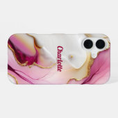 Fuchsia Pink Gold iPhone 16 Hoesje (Achterkant horizontaal)