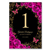 Fuchsia Pink Gold Quinceanera Kaart (Achterkant)