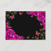 Fuchsia Pink Gold Quinceanera Reception Details Informatiekaartje (Achterkant)