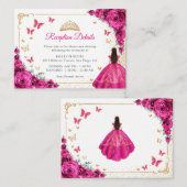Fuchsia Pink Gold Quinceanera Reception Details Informatiekaartje (Voorkant / Achterkant)