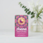 Fuchsia Pink & Green Mandala Balance Yoga New age Visitekaartje (Staand voorkant)