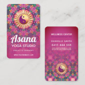 Fuchsia Pink & Green Mandala Balance Yoga New age Visitekaartje (Voorkant / Achterkant)