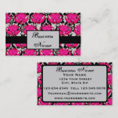 Fuchsia Pink Grey Parisian Damask Grafisch Visitekaartje (Voorkant / Achterkant)