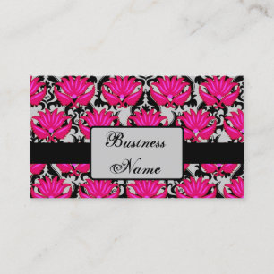 Fuchsia Pink Grey Parisian Damask Grafisch Visitekaartje