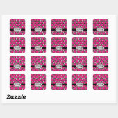 Fuchsia Pink Grey Parisian Damask Monogram Vierkante Sticker (Vel)