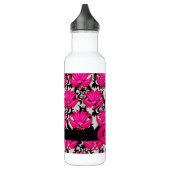 Fuchsia Pink Grey Parisian Damask Monogram Waterfles (Links)