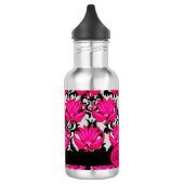 Fuchsia Pink Grey Parisian Damask Monogram Waterfles (Links)