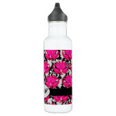 Fuchsia Pink Grey Parisian Damask Monogram Waterfles (Rechts)