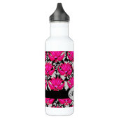 Fuchsia Pink Grey Parisian Damask Monogram Waterfles (Links)