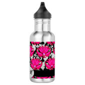 Fuchsia Pink Grey Parisian Damask Monogram Waterfles (Rechts)