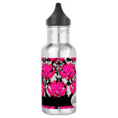Fuchsia Pink Grey Parisian Damask Monogram Waterfles (Links)