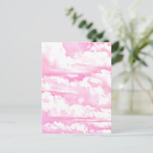 Fuchsia Pink Happy Clouds-decor Briefkaart (Staand voorkant)