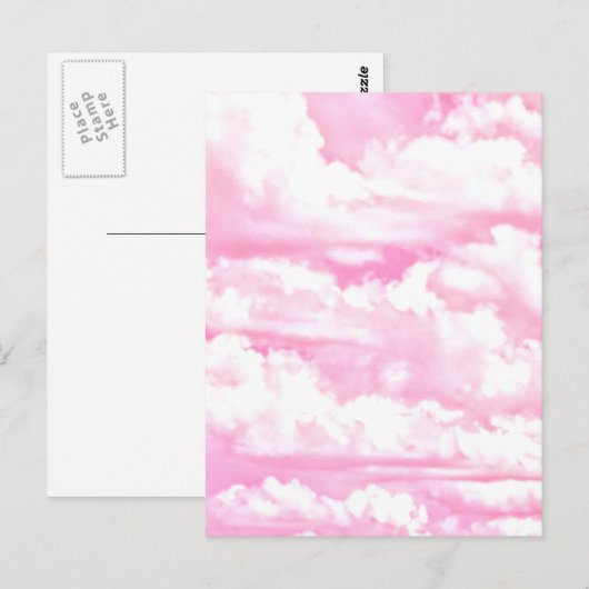Fuchsia Pink Happy Clouds-decor Briefkaart (Voorkant / Achterkant)