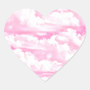 Fuchsia Pink Happy Clouds-decor Hart Sticker