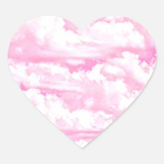 Fuchsia Pink Happy Clouds-decor Hart Sticker (Voorkant)