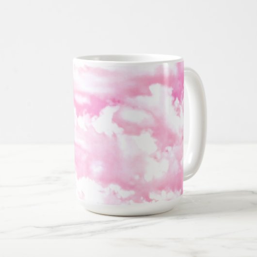 Fuchsia Pink Happy Clouds-decor Koffiemok (Voorkant rechts)