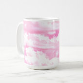 Fuchsia Pink Happy Clouds-decor Koffiemok (Voorkant links)