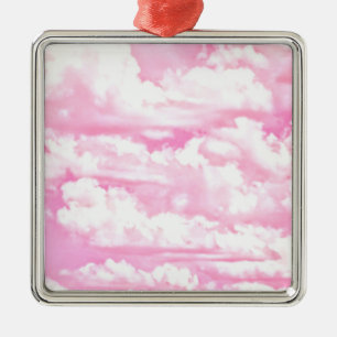 Fuchsia Pink Happy Clouds-decor Metalen Ornament