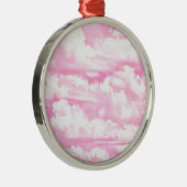Fuchsia Pink Happy Clouds-decor Metalen Ornament (Rechts)