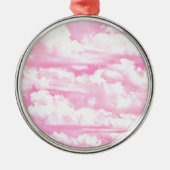Fuchsia Pink Happy Clouds-decor Metalen Ornament (Voorkant)